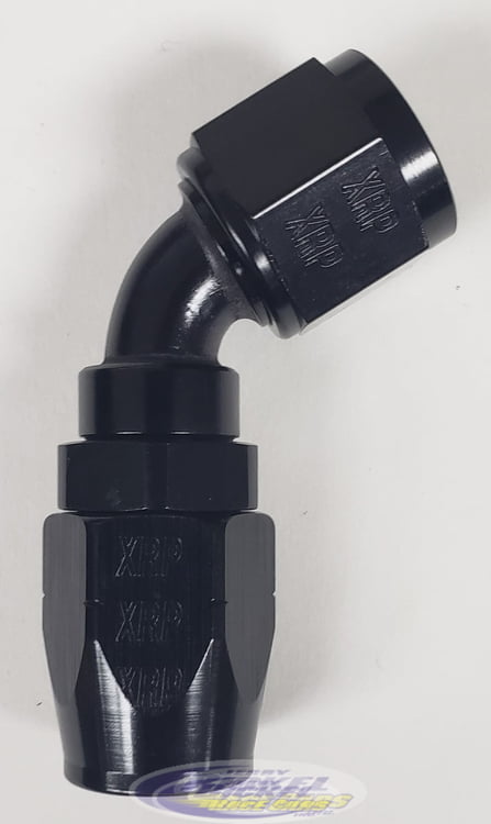 -8 60&ordm; Double Swivel Hose End - Aluminum - Black Anodized